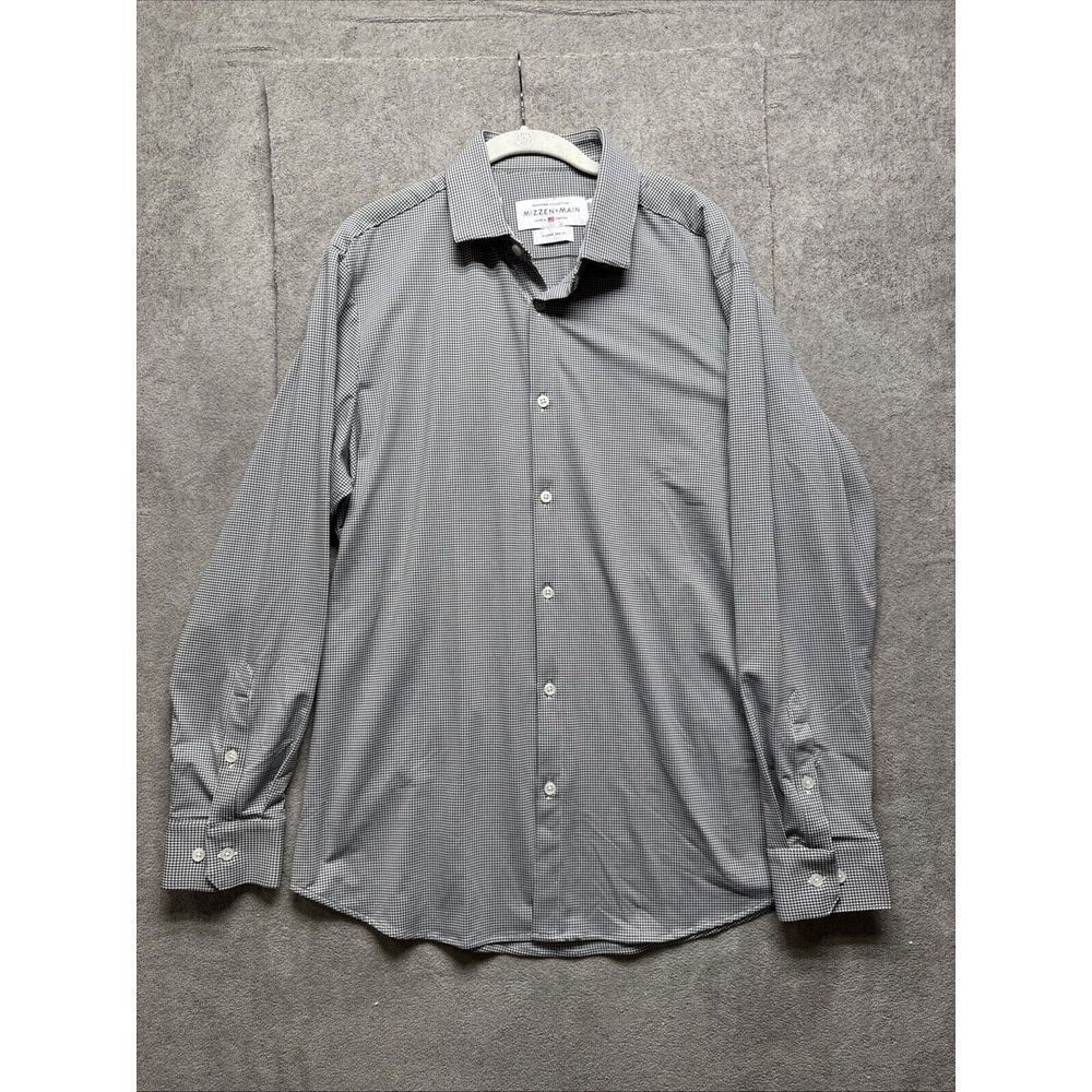 Mizzen Main Button Down‎ Shirt XL Black Check Trim Fit Spinnaker Collection